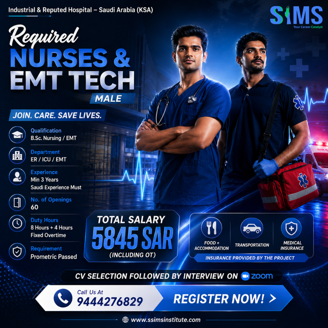 Male Nurses & EMT Technicians – Saudi Arabia (KSA) — job poster